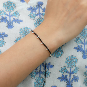 Minimal Silver Bud Dhaga Bracelets | 925 Sterling Silver Thread Bracelets | Silveradda