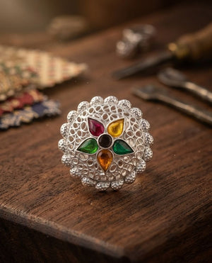 Multicolor Floral Silver Rakhdi | 925 Silver Rakhdi for Women | Silveradda