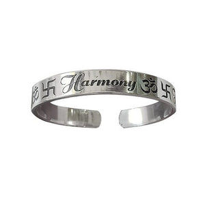 OM Swastik & Name Adjustable Design Pure Silver kada for Men 30 gm Silveradda