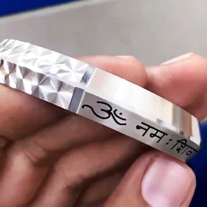 Om namay Shivaye Customised Name 925 Pure Silver Kada For Men's | Silveradda