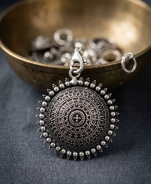 Oxidized Mandala Silver Pendant | 925 Ethnic Jewelry | Silveradda