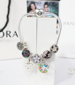 Pandora Bracelet For Women | Silver Flower Charm Pandora Bracelet For Girls