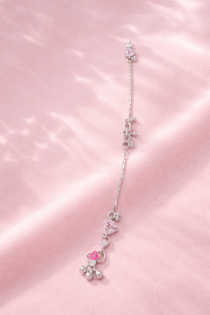 Pink Heart Charm Sterling Silver Anklet for Women Silveradda
