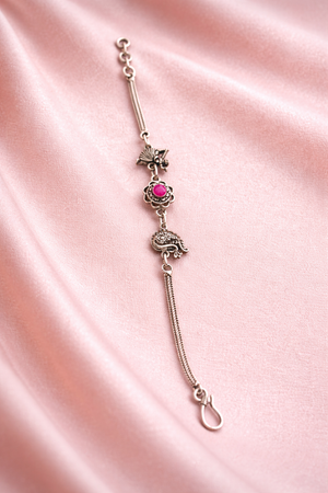 Pink Stone Floral Design 925 Silver Bracelet for Women – Silveradda