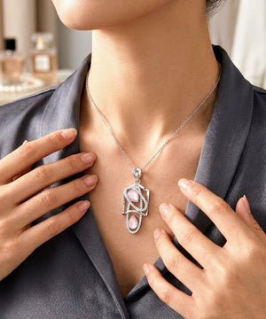 Pink Teardrop Silver Pendant for Women | 925 Sterling | Silveradda