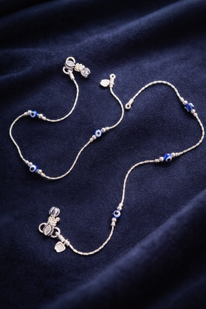 Protective Evil Eye Silver Anklet for Women | Silveradda