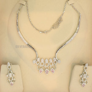 Pure 925 Silver Necklace Set with Earrings for Women