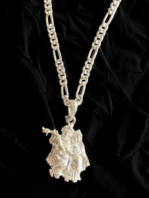 Radha Krishna Silver Pendant  | Silver Pendant For Men And Women | Silveradda