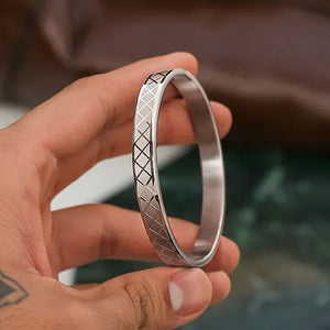Rombus Stype Solid Pure Silver Kada for Men By Silveradda