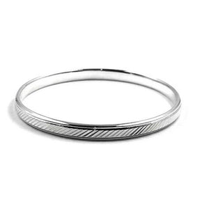 Round Linning Plane Pure Silver Kada for Mens, Silveradda