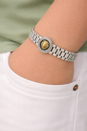 Royal Greek Pattern Lion Head Bracelet for Men | Silveradda