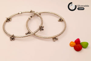 Silver Leg Kada | 925 Silver Anklet Kada | Oxidised Leg Kada
