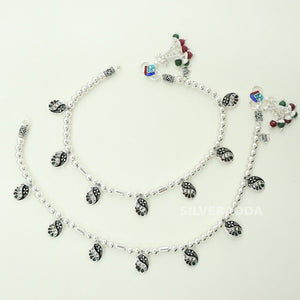 Silver Ball Payal with Antique Design – 55 Gram Traditional Anklet for Women