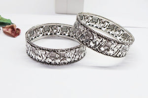 Silver Bangle(single) Moh Intricate Elephant Bangle For Women Silveradda