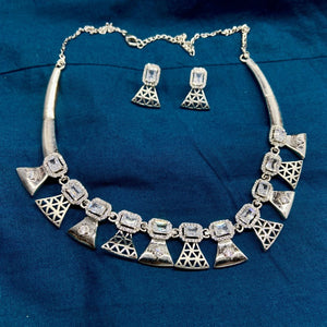 Silver Diamond Necklace For Women | 925 Sterling Silver Platinum Finish | Silveradda