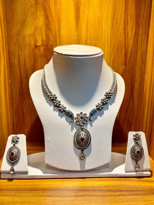 Silver Necklace For Women | Antique Oxidised Classic Polished Design