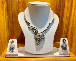 Gorgeous Oxidised Sterling Silver Necklace For Women's
