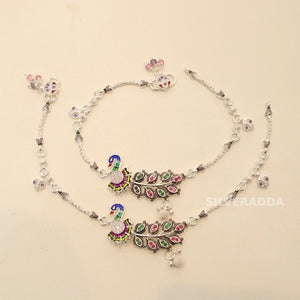 Peacock Design Silver Anklet 48 gram |Silveradda