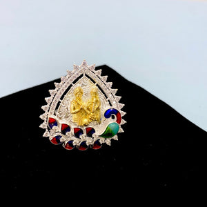 Radha Krishna Silver Ring with Meenakari | Silveradda