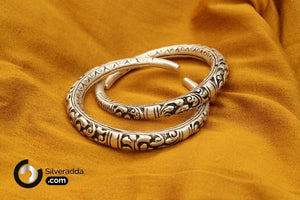Rajasthani Leg Kada | 925 Silver Ankle Bangle | Oxidised Leg Kada silveradda