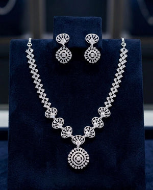 Silver Regal Art Deco Mandala Necklace & Earring Set | Silveradda
