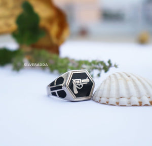 Stylish Pistol Design Silver Ring for Men