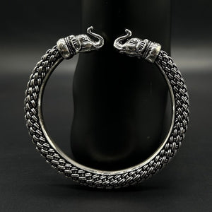 Elephant Face Silver Kada For Men, Sterling Silver Oxidized Kada or Bracelets, 925 Solid Silver Elephant Face Kada