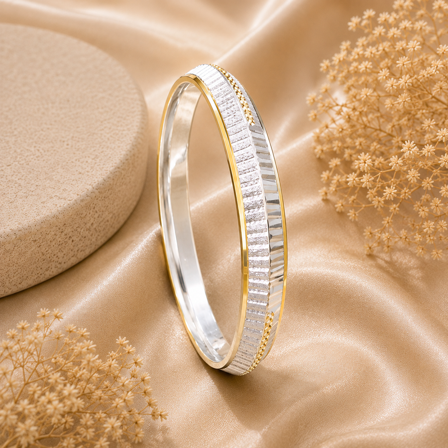 Golden Polish 925 Silver Kada for Men – Silveradda
