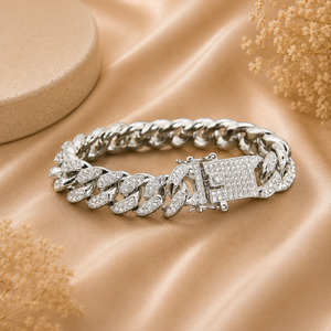 Silver Bracelet For Men with CZ Diamonds – 925 Designer Bracelet | Silveradda