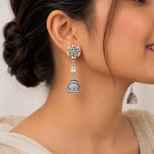 Silver Earrings For Womens | Flower Design Diamond 925 Silver Earring