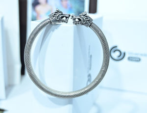 Solid Pure Silver Kada For Men | 925 Silver Dragon Design Men's Kada By Silveradda