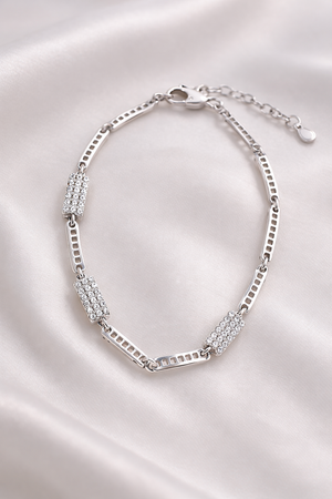 Sparkling CZ Link 925 Sterling Silver Bracelet for Women | Silveradda