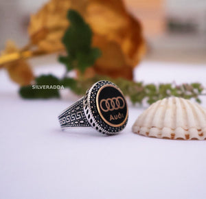 Mens Silver Ring – Stylish Audi Design 925 Silver Ring for Men | Silveradda
