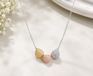 Tricolour Heart Silver Necklace For Women By Silveradda