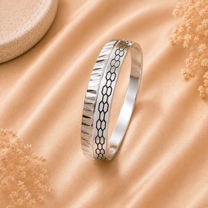 V-Shape V-Cut Silver Kada for Men | Pure 925 Silver | Silveradda