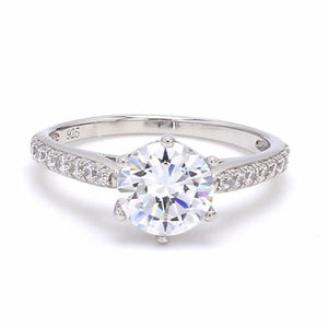 Solitaire Cocktail 925 Sterling Silver American Diamond Ring For Womens