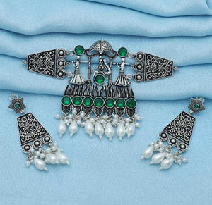 92.5 Silver Earrings Necklace Set | Doli (Oxidised)Necklace Design