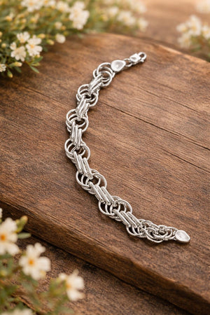 Premium 925 Sterling Silver Chain Bracelet – Modern Interlock Pattern | Silveradda