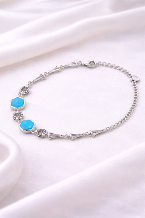 Elegant Blue Opal 925 Sterling Silver Bracelet for Women | Silveradda