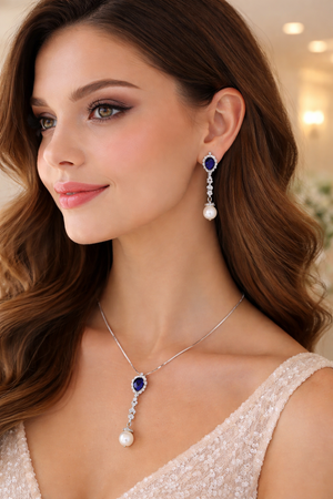 Blue Stone Necklace Set for Women | 925 Silver Jewelry | Silveradda