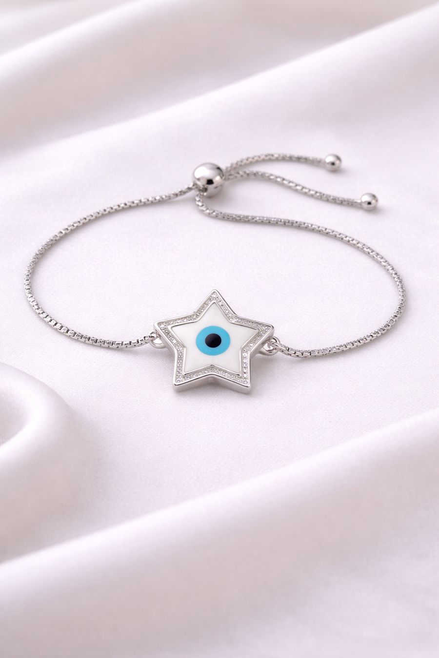 Evil Eye Star Charm 925 Sterling Silver Bracelet for Women | Adjustable Bracelet – Silveradda