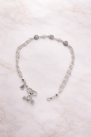 Classic Floral Bead Silver Anklet for Women Silveradda
