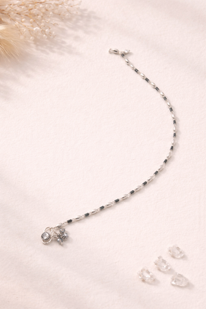 Minimal Silver Chain Anklet with Hanging Charm Silveradda