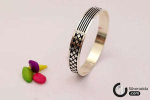 Sterling Silver Black Line Kada | Custom Handmade Punjabi, kada– Silveradda