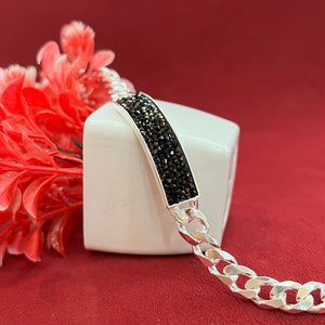 Silver Bracelet for Men's | Imported Black Stone Bracelet Silveradda
