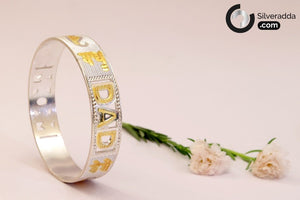 Personalized Mom Dad Kada in 925 Sterling Silver | Golden Polish Kada for Men – Silveradda