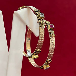 Girlish Silver Bangles | 925 Silver Multicolour Square Stone Design Silveradda