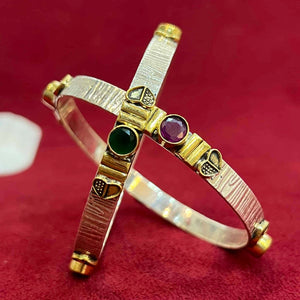 Silver Bangle For Women's | 925 Silver Multicolour Stone Bangle Silveradda