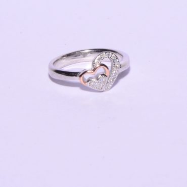 Silver White Diamond Heart Shape Ring