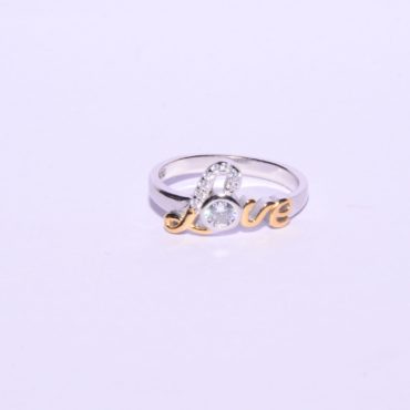 Silver Love Ring With Gold And Diamond